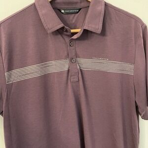 Travis Mathew Polo Shirt Mens Large L Purple Striped Golf Performance Athleisure